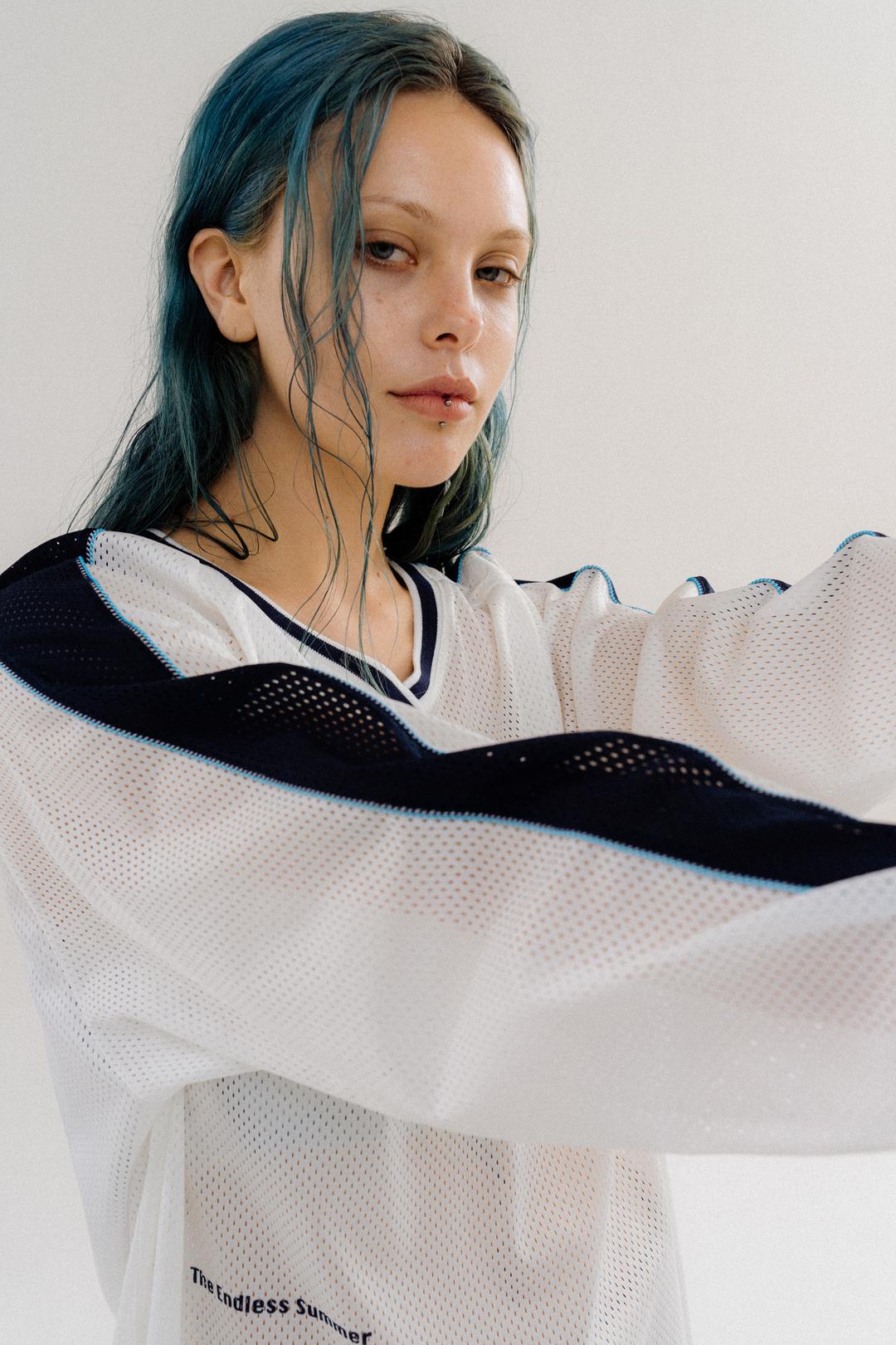 Oversized Sporty Moto Jersey_White