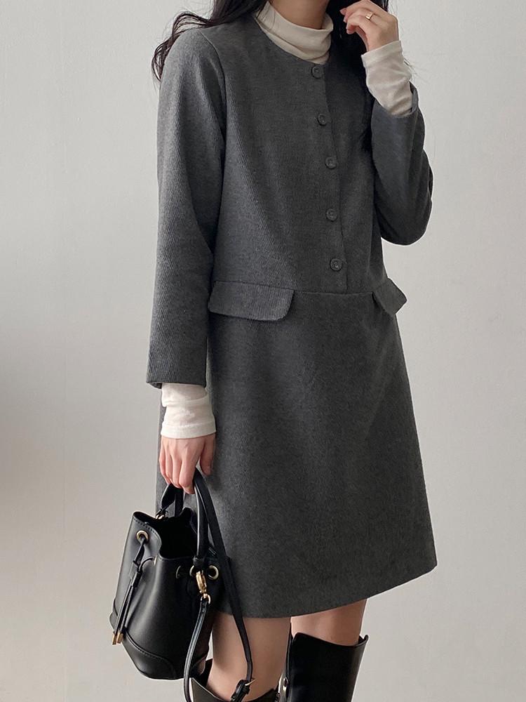 소브 울 트윌 포켓 미니 원피스