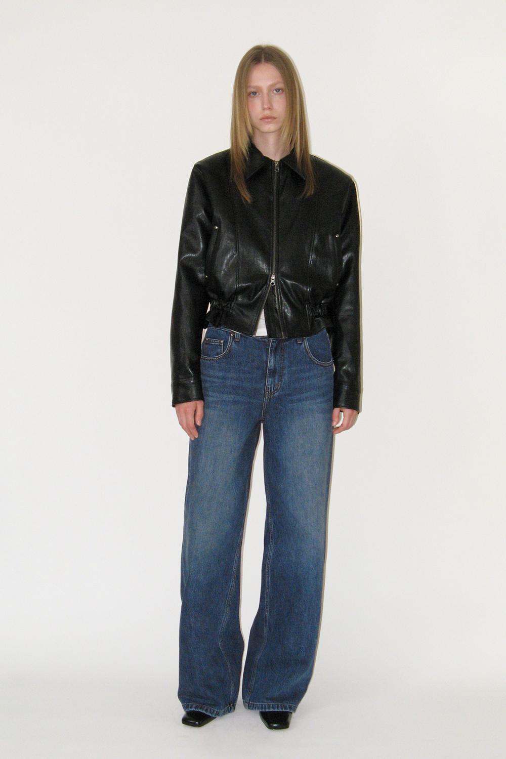 Stitch Wide Denim Pants (BLUE)