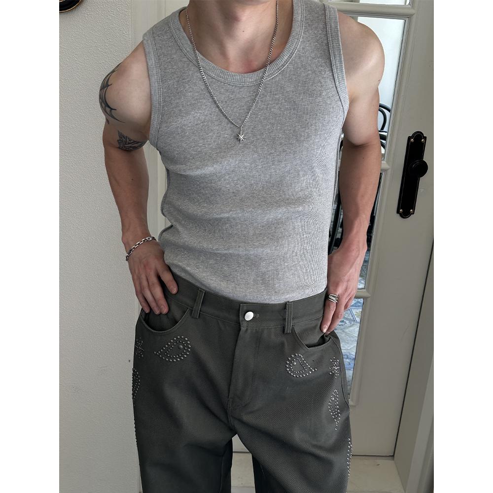 [블랙/그레이 당일출고][S/S] Thick round neck sleeveless(4color)