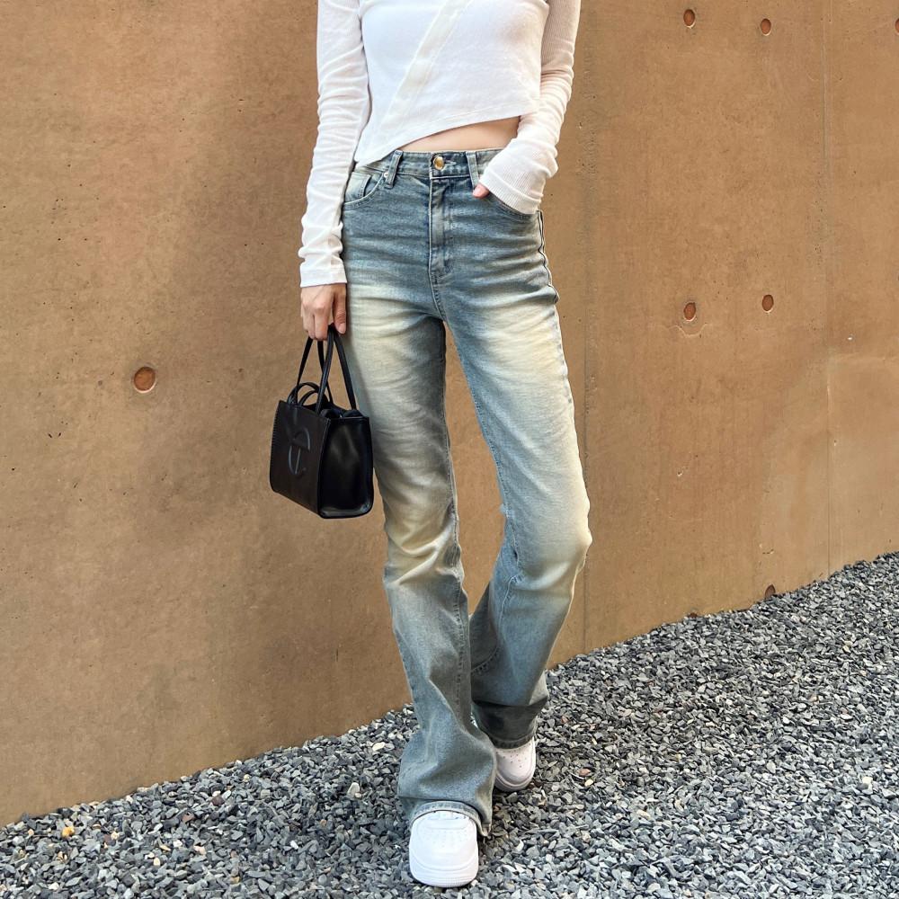 여자 하이웨스트 부츠컷 데님 키작녀 청바지 진청바지 oot