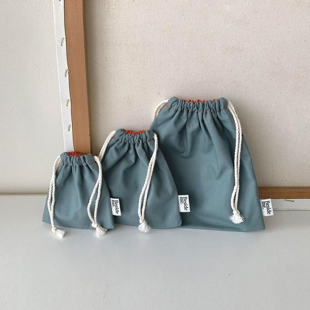 스트링 조리개 복조리 투톤 파우치 스카이블루그레이 S M L