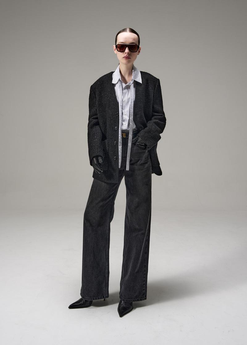 W WASHED STRAIGHT WIDE JEAN - BLACK