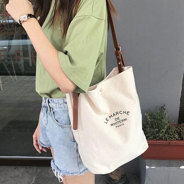 인기✨배색 스트랩 레터링 캐주얼 면가방 직장인 대학생 사각 토트백 에코백 비건 가방 캔버스백 텀블러백 여자 학생 가방 보부상 데일리 천가방 노트북 가방 가벼운 여행 빅숄더백 20대 30대 스퀘어백