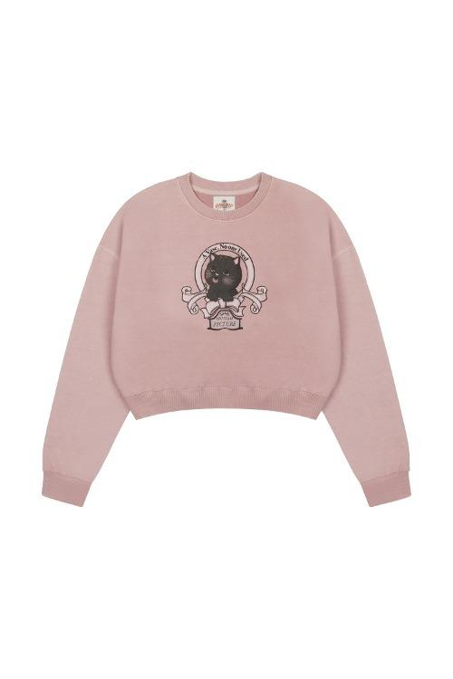 A CAT'S PICTURE CROPPED SWEATSHIRT (PINK)