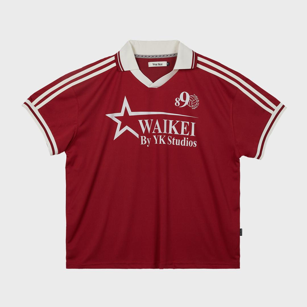 스타 로고 카라 져지 반팔티셔츠 레드