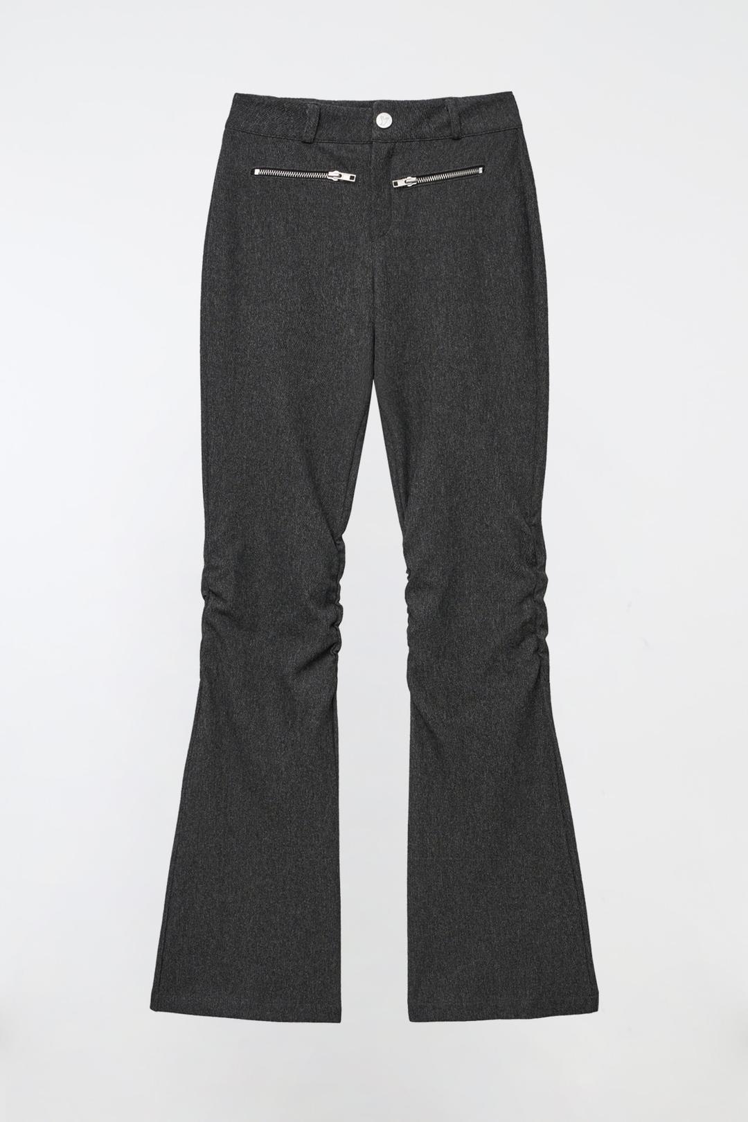 SHIRRING SPANDEX SLIM BOOTS CUT PANTS - BOKASHI BLACK(9/20일 예약배송)