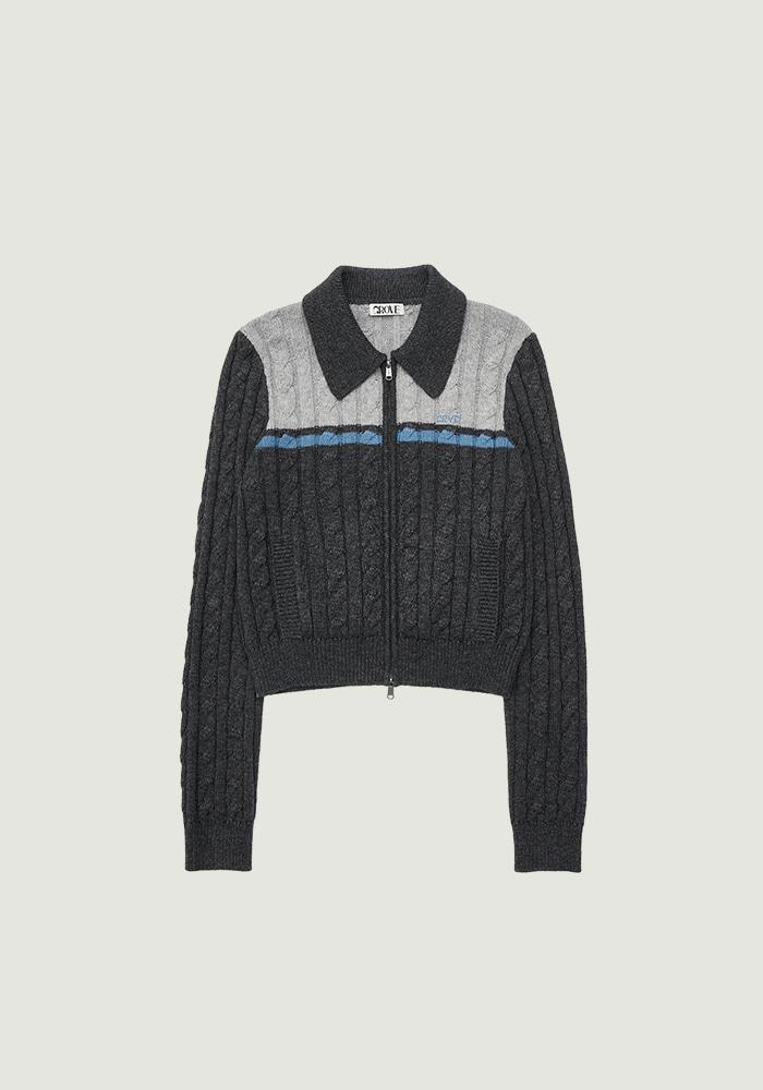 ZARIA CABLE KNIT ZIP-UP