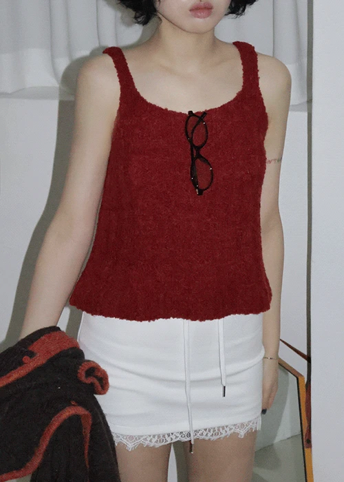 알파카 니트 베스트 3col - red