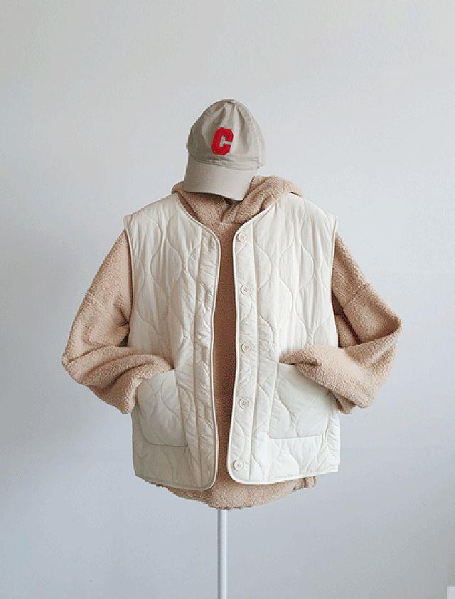 뽀글이 후리스 덤블 양면 퀼팅 패딩 조끼 베스트