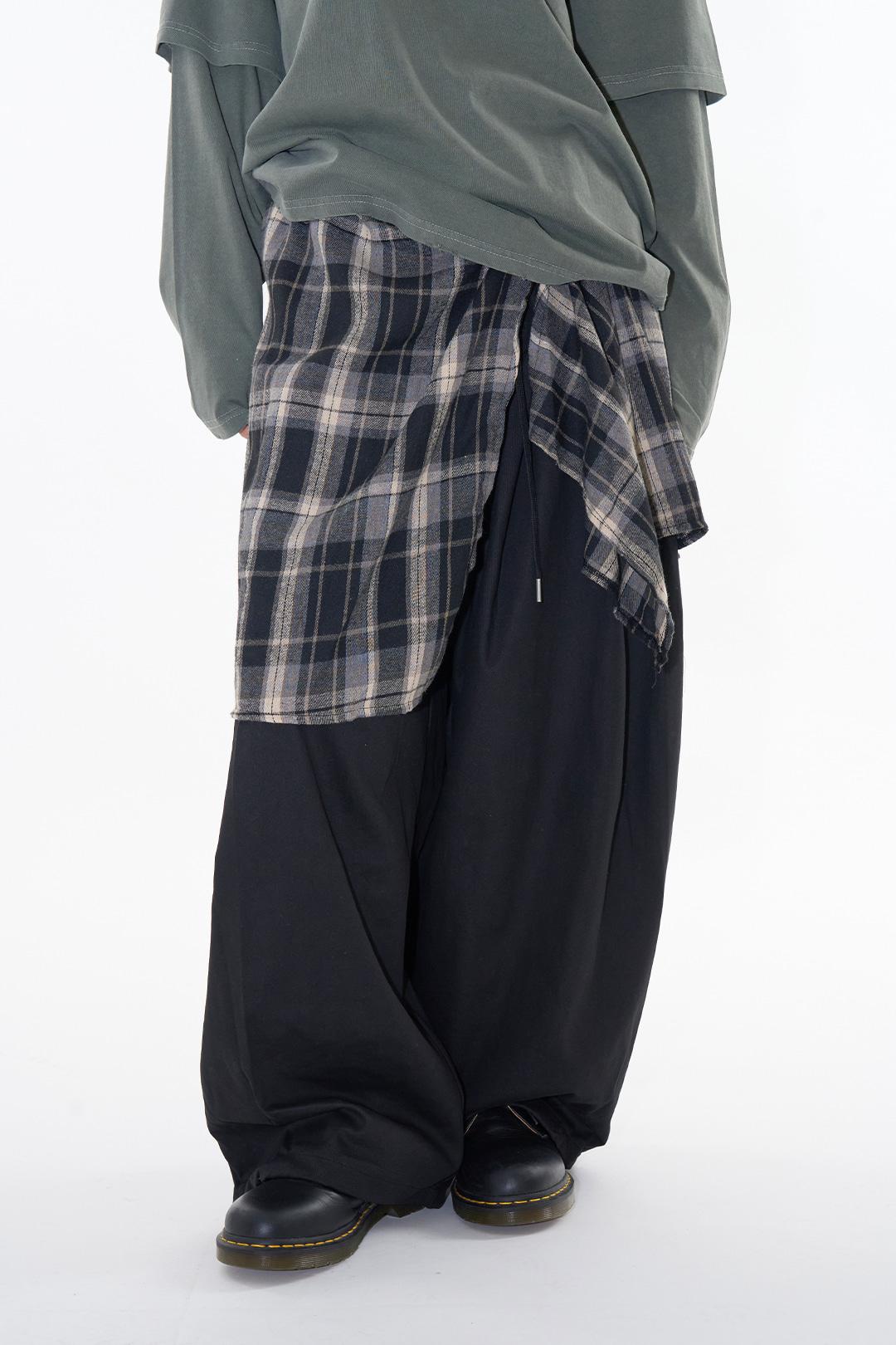 라우코하우스 체커 드레이프 레이어드 팬츠