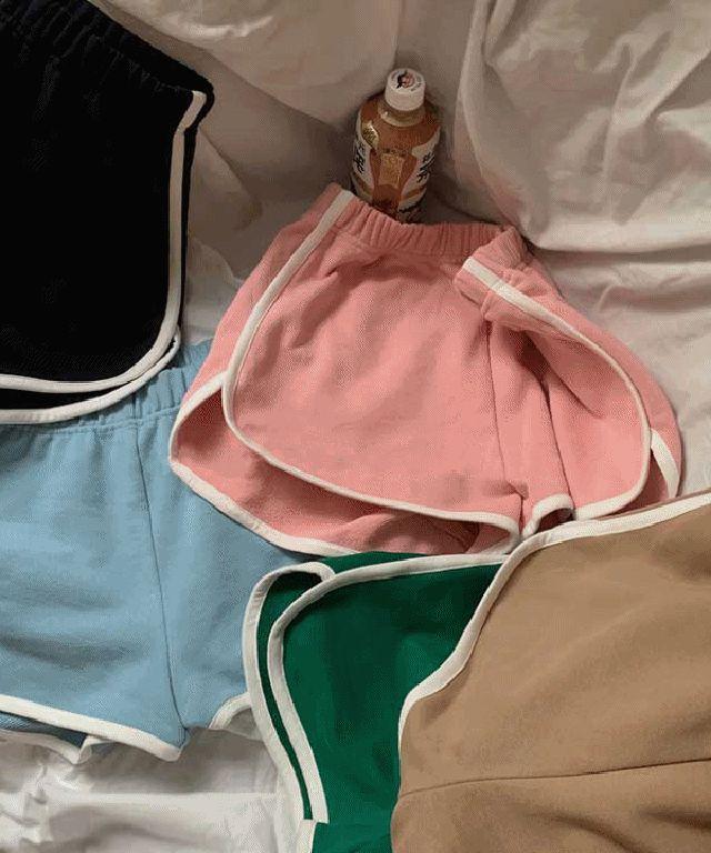 [~XL] 배색 바인딩 쇼츠 돌핀 팬츠 홈웨어 원마일웨어