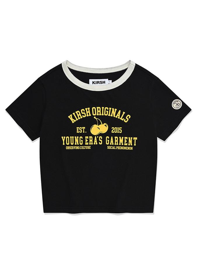 유스호스텔 그래픽 세미 크롭 티셔츠 [블랙]