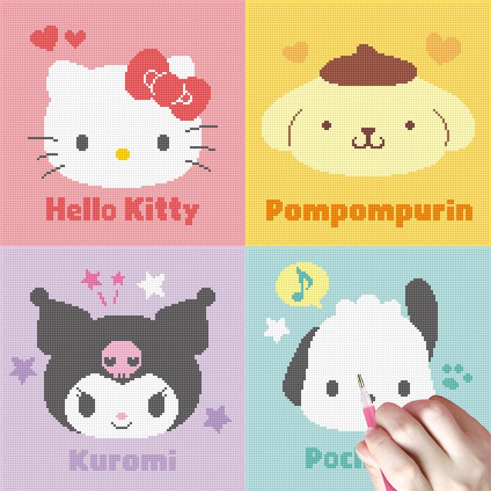 산리오 보석십자수 30x30 캔버스형 아이 크리스마스 선물 취미생활 헬로키티 마이멜로디 쿠로미 포차코