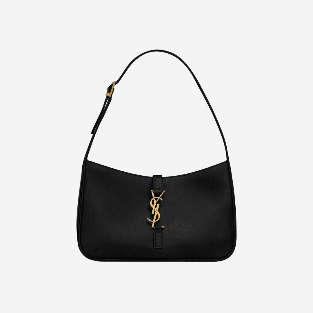 Saint Laurent Bronze Monogram Le 5 A 7 Hobo Bag in Smooth Leather Black