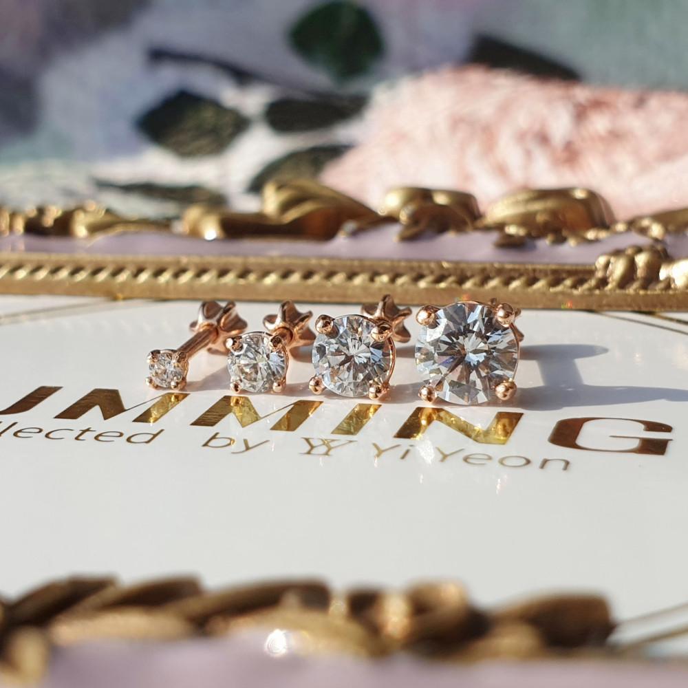 14K 기본 큐빅 4발 세팅 피어싱 ( 메인 2mm,3mm,4mm,5mm )(바두께 1mm,1.2mm 선택옵션)(스톤컬러 선택옵션) 귓볼,이너컨츠,아웃컨츠 추천
