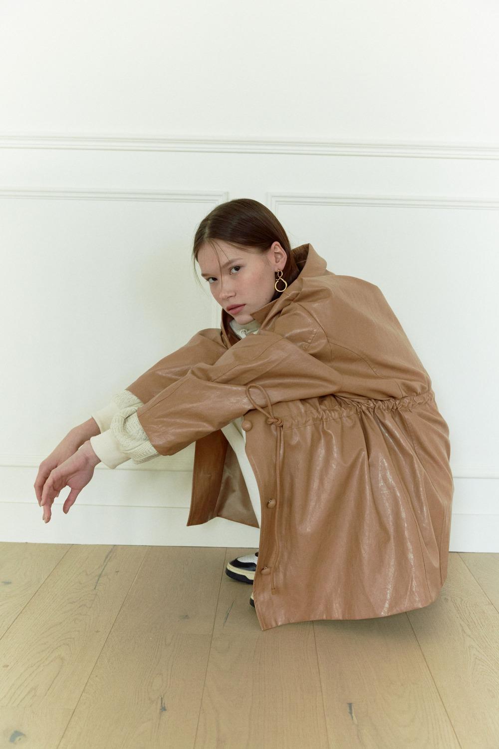 STRING LEATHER JACKET_CARAMEL [2차리오더]