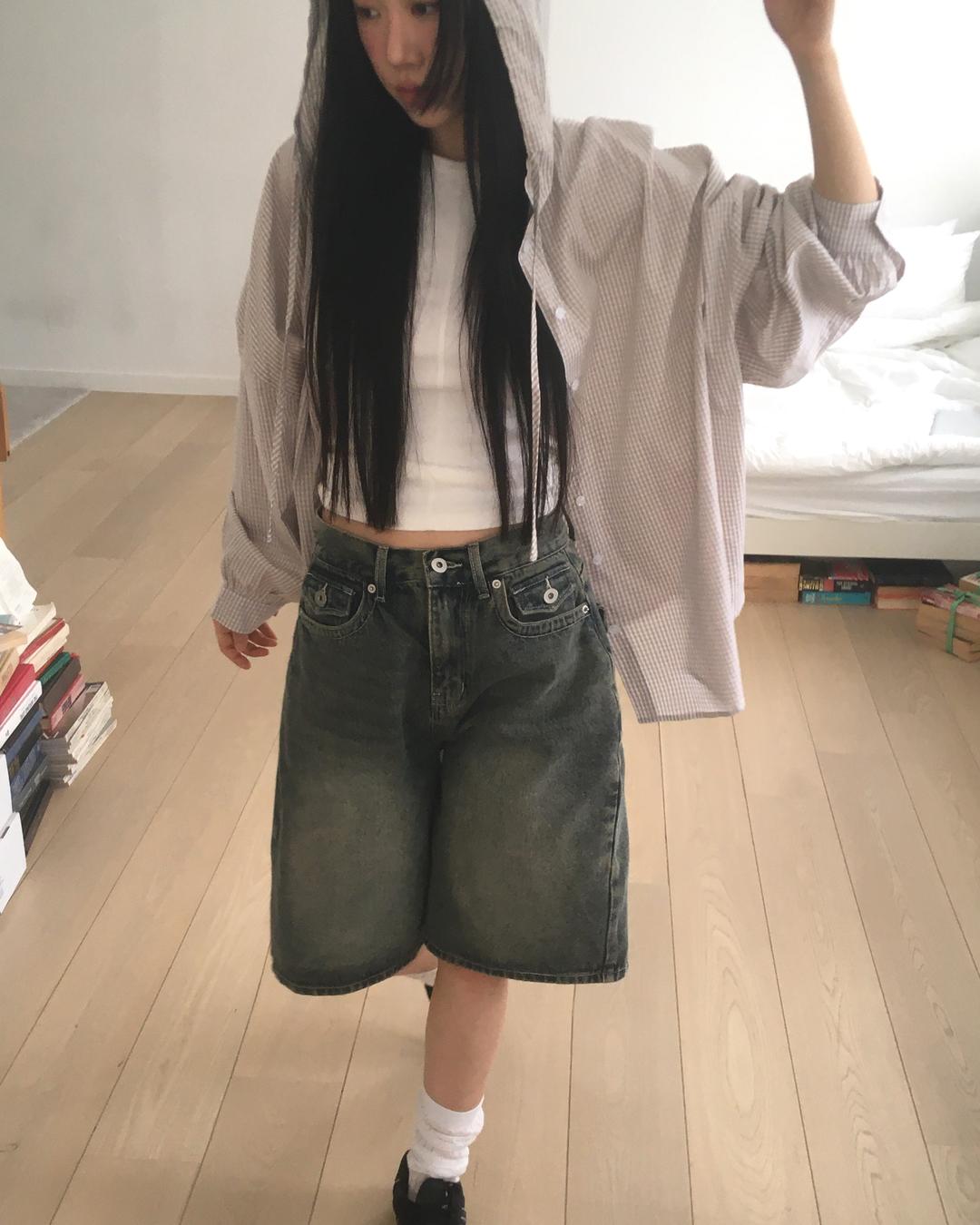 원더원더 [버뮤다기장추가/MADE] 피벳 트루 입체 포켓 워싱 와이드 데님 팬츠