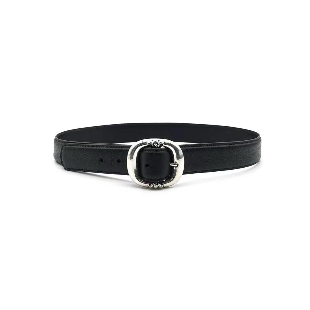 Chrome Hearts Black Gunslinger Belt with Silver Buckle - 36