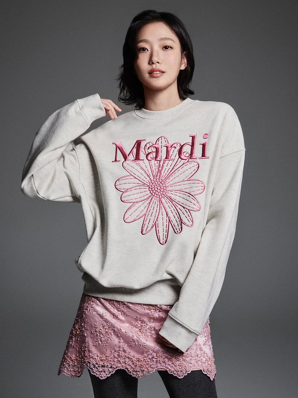 SWEATSHIRT FLOWERMARDI NEEDLEWORK_OATMEAL PINK
