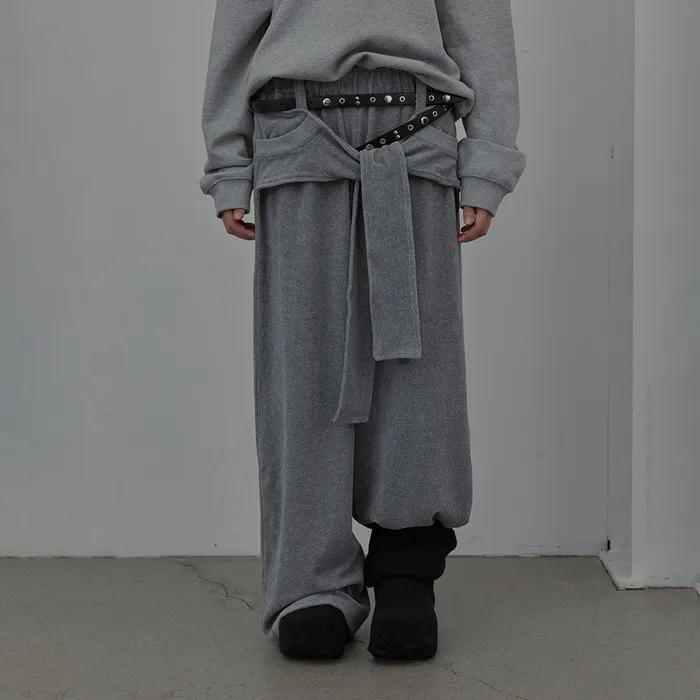 TIED DETAIL JERSEY PANTS (MELANGE GREY)