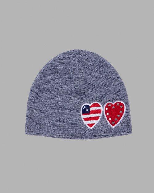 더뮤지엄비지터(THEMUSEUMVISITOR)  TWO HEART PATCH STITCHED BEANIE (GREY) - 사이즈 & 후기 | 무신사