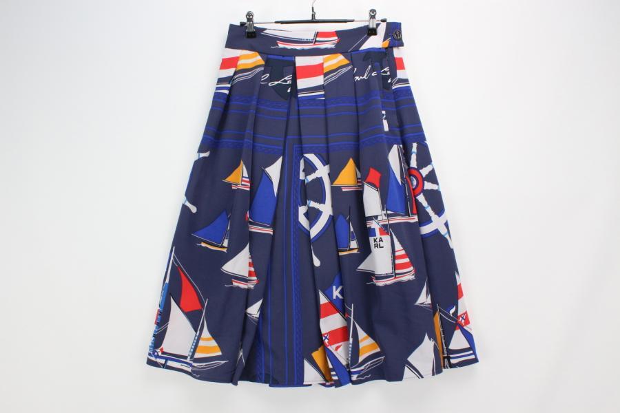 칼라거펠트 허리밴딩 패턴 스커트(66)