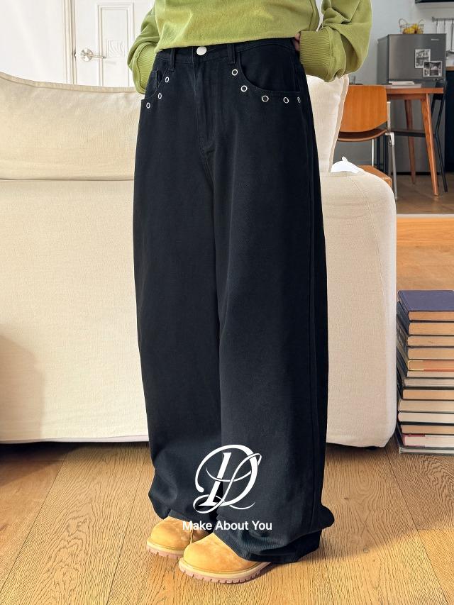 [MADE] 빅사이즈 S-5XL 캔즈 코튼 아일렛 뒷밴딩 와이드 팬츠 면바지