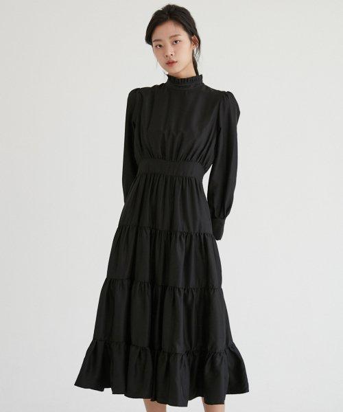 하이넥 롱 원피스 베이직 블랙