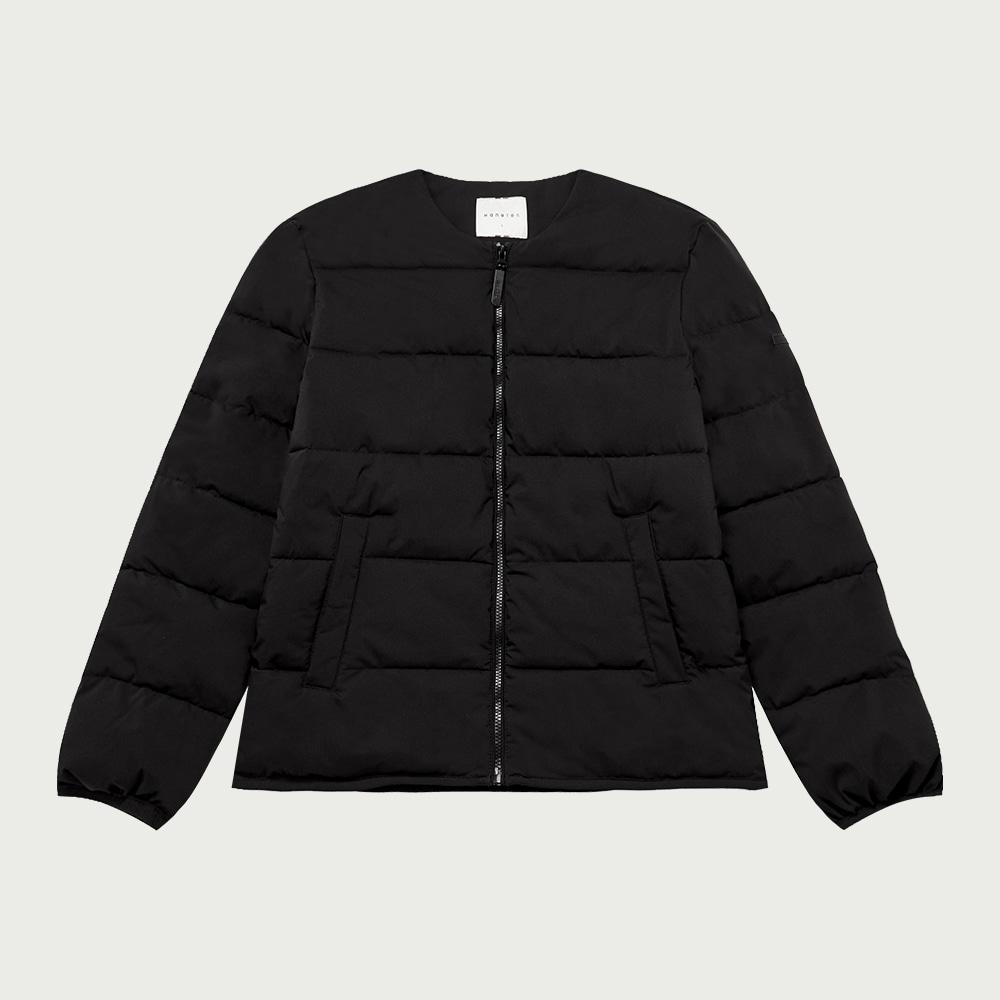 행텐 폴리 코어 라운드넥 퀄팅 점퍼_블랙