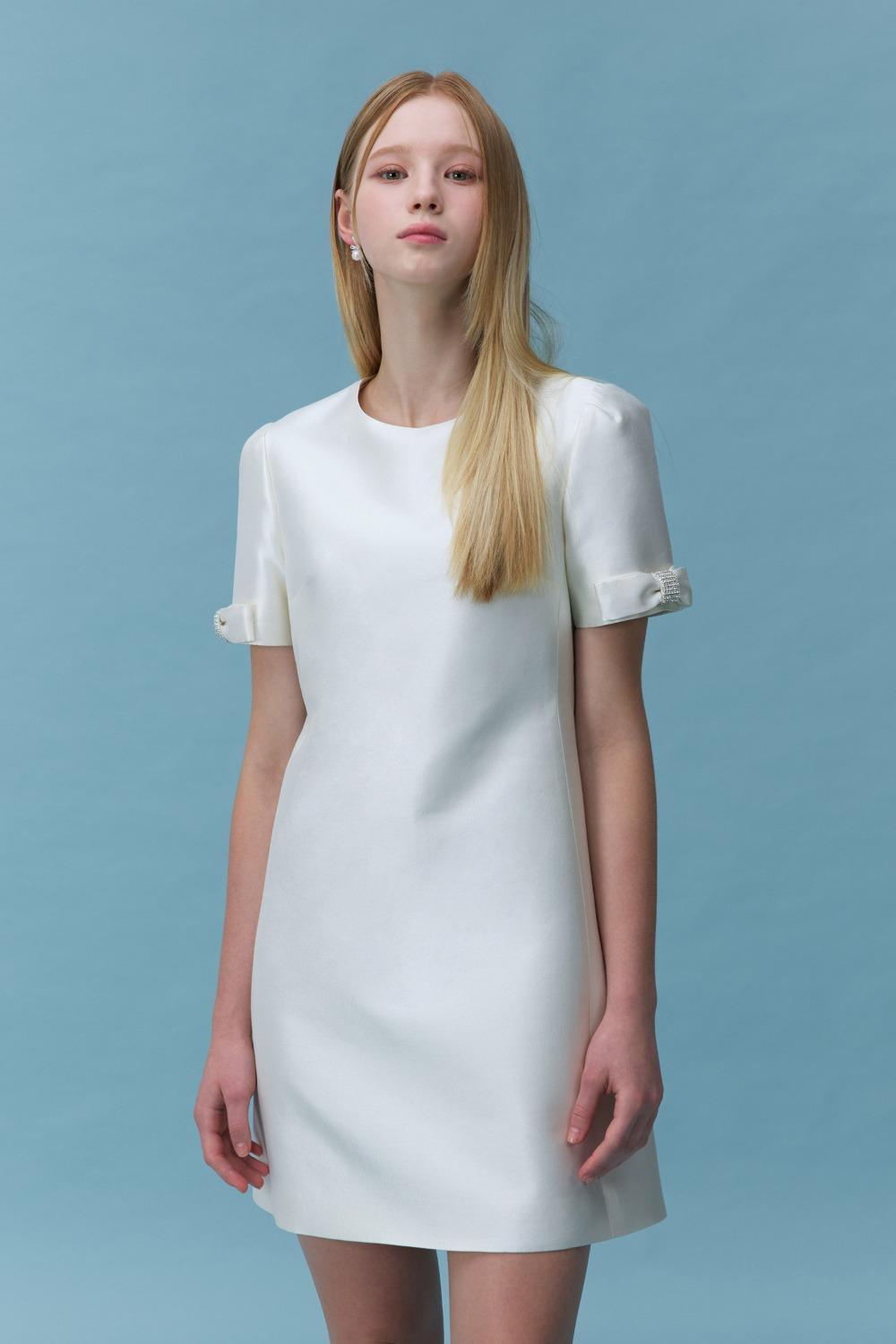울실크 미니 원피스 - 아이보리