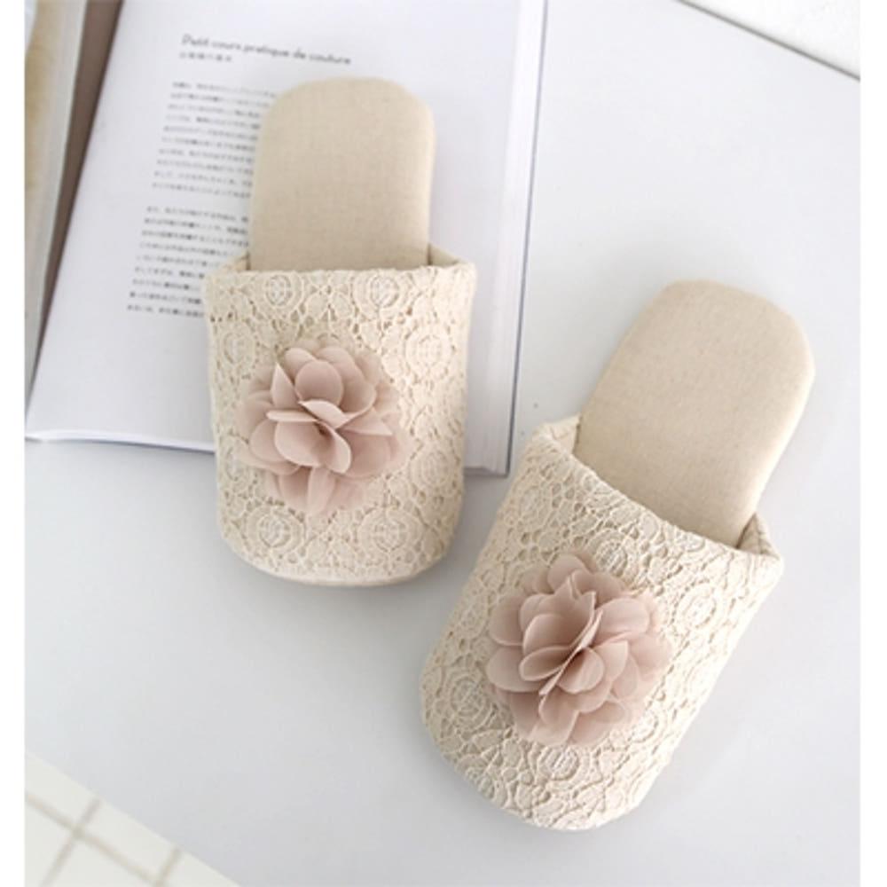 층간소음 미끄럼방지 슬리퍼 거실화 실내슬리퍼 푹신한 거실 실내화 플라워 레이스