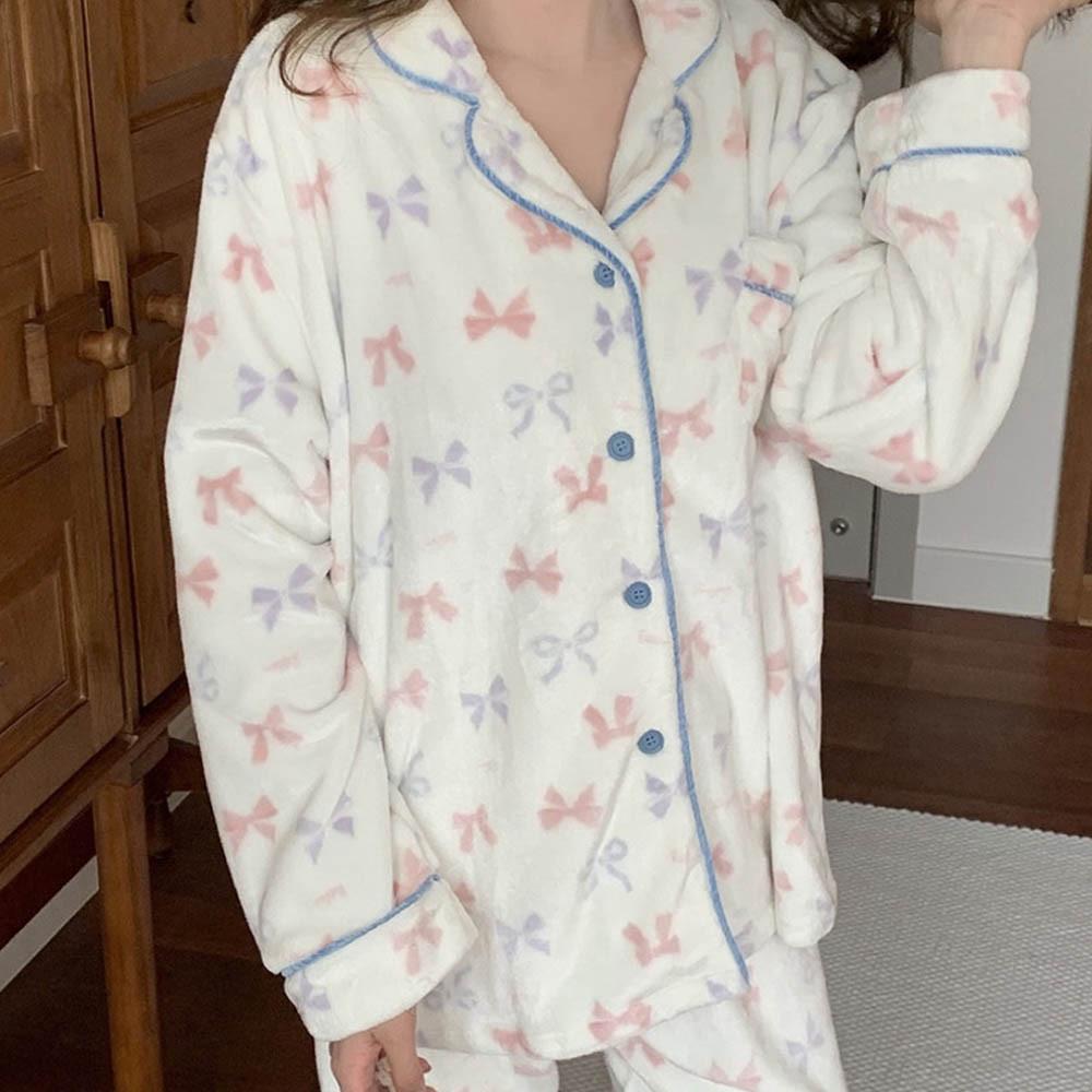 샤샤 극세사 잠옷 세트 수면 가운 로브 극세사 파자마 따뜻한 파티