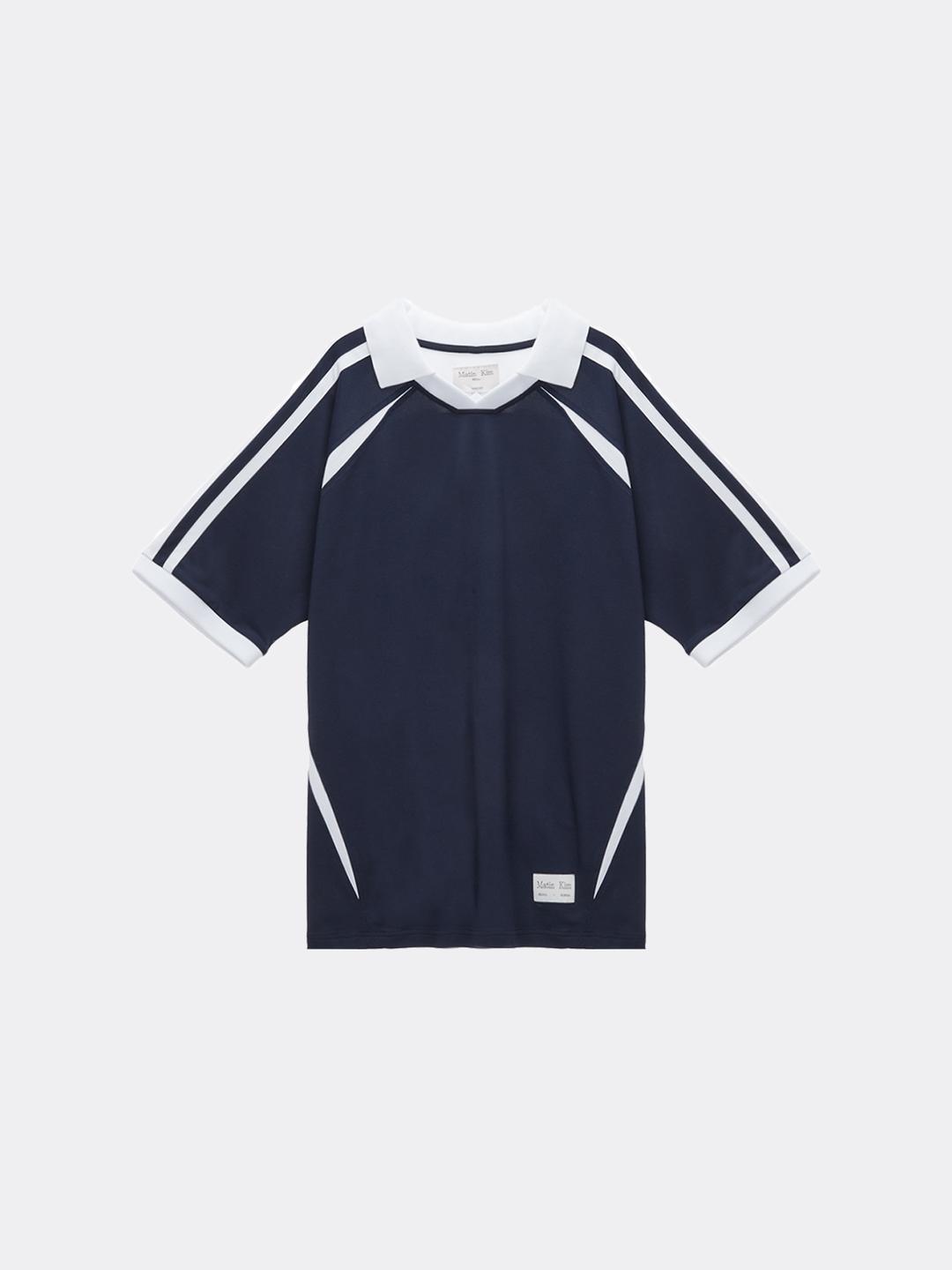 마뗑킴 SPORTY TRACK JERSEY TOP IN NAVY