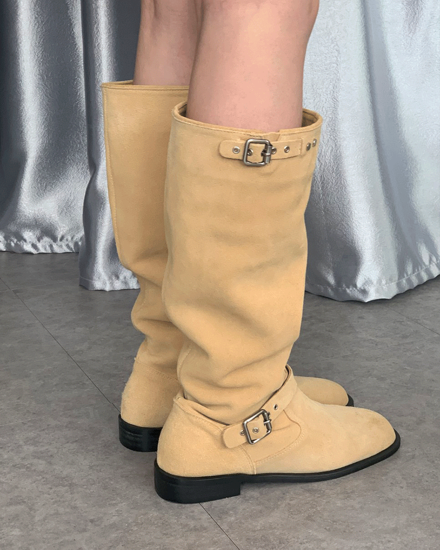 Double Buckle Suede Boots_더블 버클 스웨이드 부츠