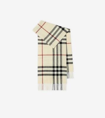 체크 캐시미어 스카프 (스톤) | 공식 Burberry®