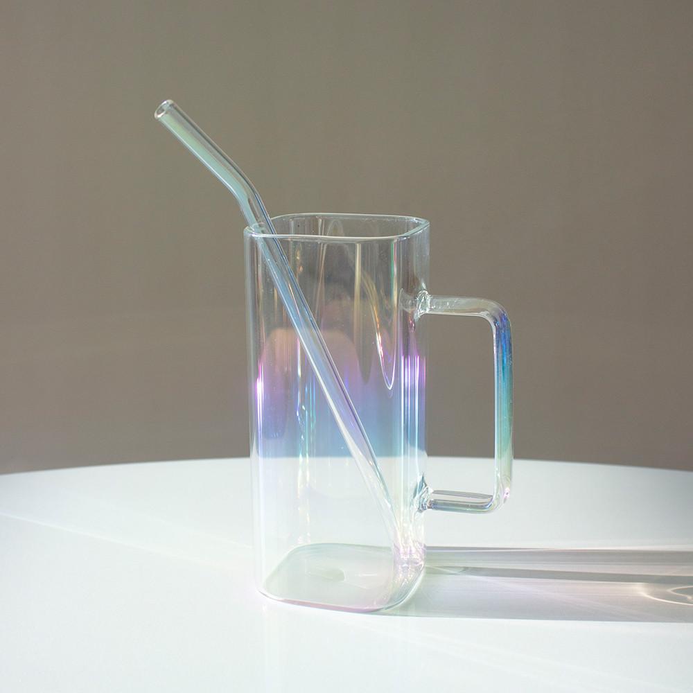 스퀘어 오로라 내열 머그컵+홀로그램 스트로우