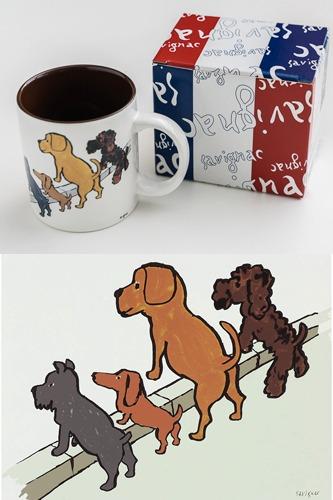 레이몽 사비냑 환경보호 그림 '네 마리의 개\' 머그컵