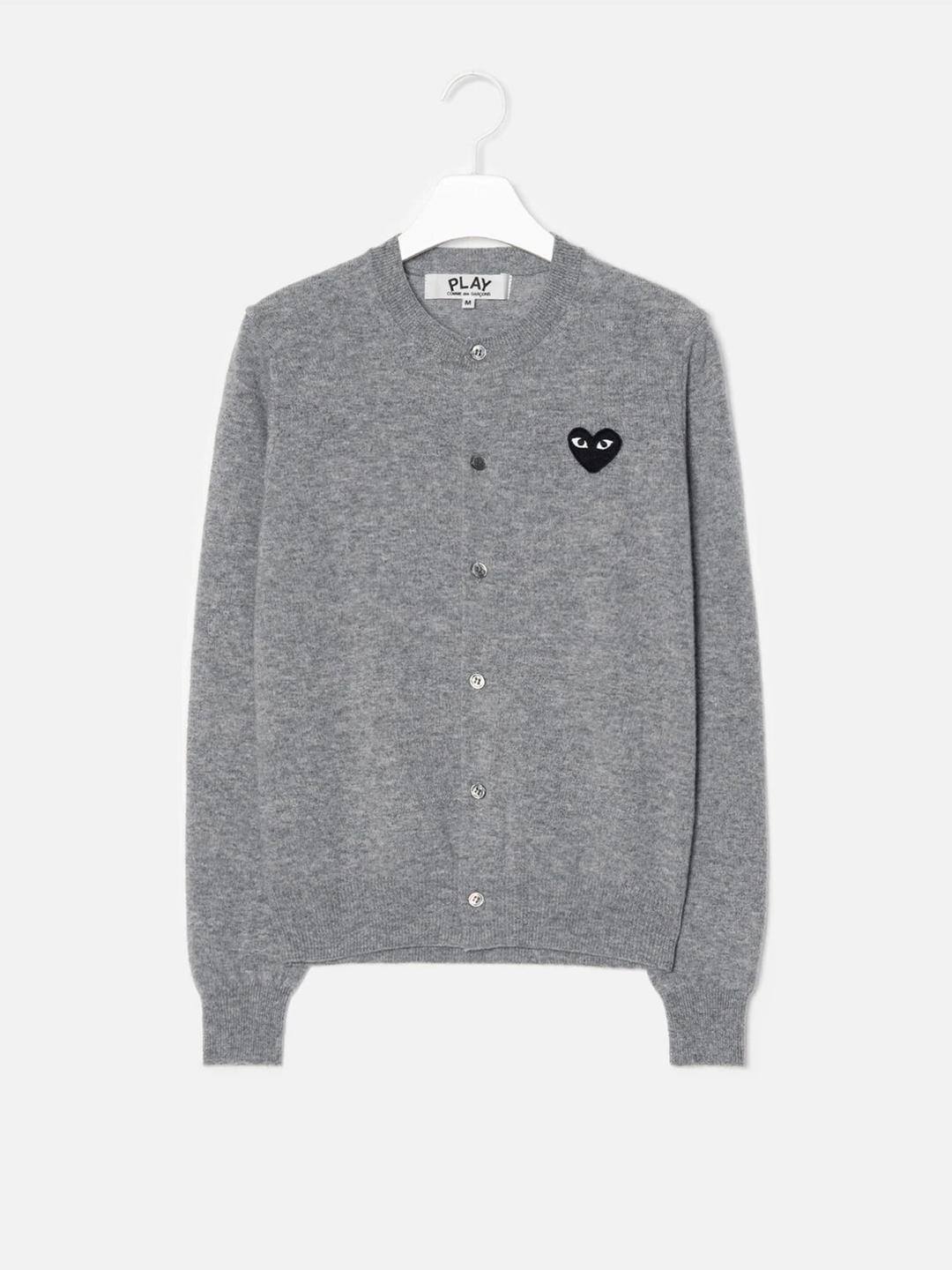 (Unisex) Black Heart Wappen Cardigan - Grey