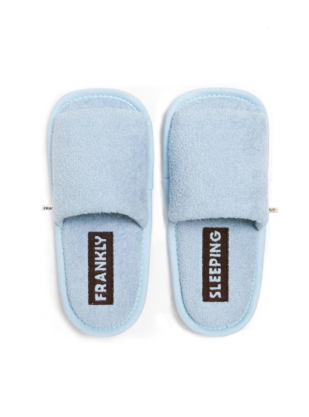 Terry Flip Label Point Washable Room Shoes, Sky blue