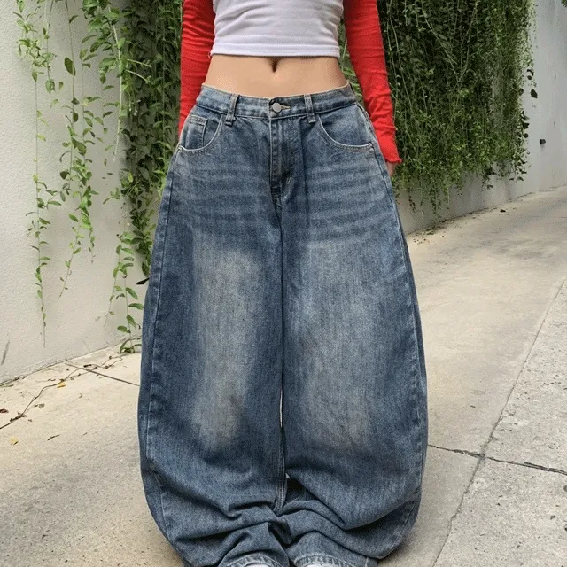 (4size) 에피 핀턱 워싱 데님 PT / 기모 유니크 빈티지 겨울 바지 팬츠 와이드팬츠 데님팬츠 기모바지 기모청바지 벌룬팬츠 청바지 기모데님팬츠 기모와이드팬츠 겨울바지