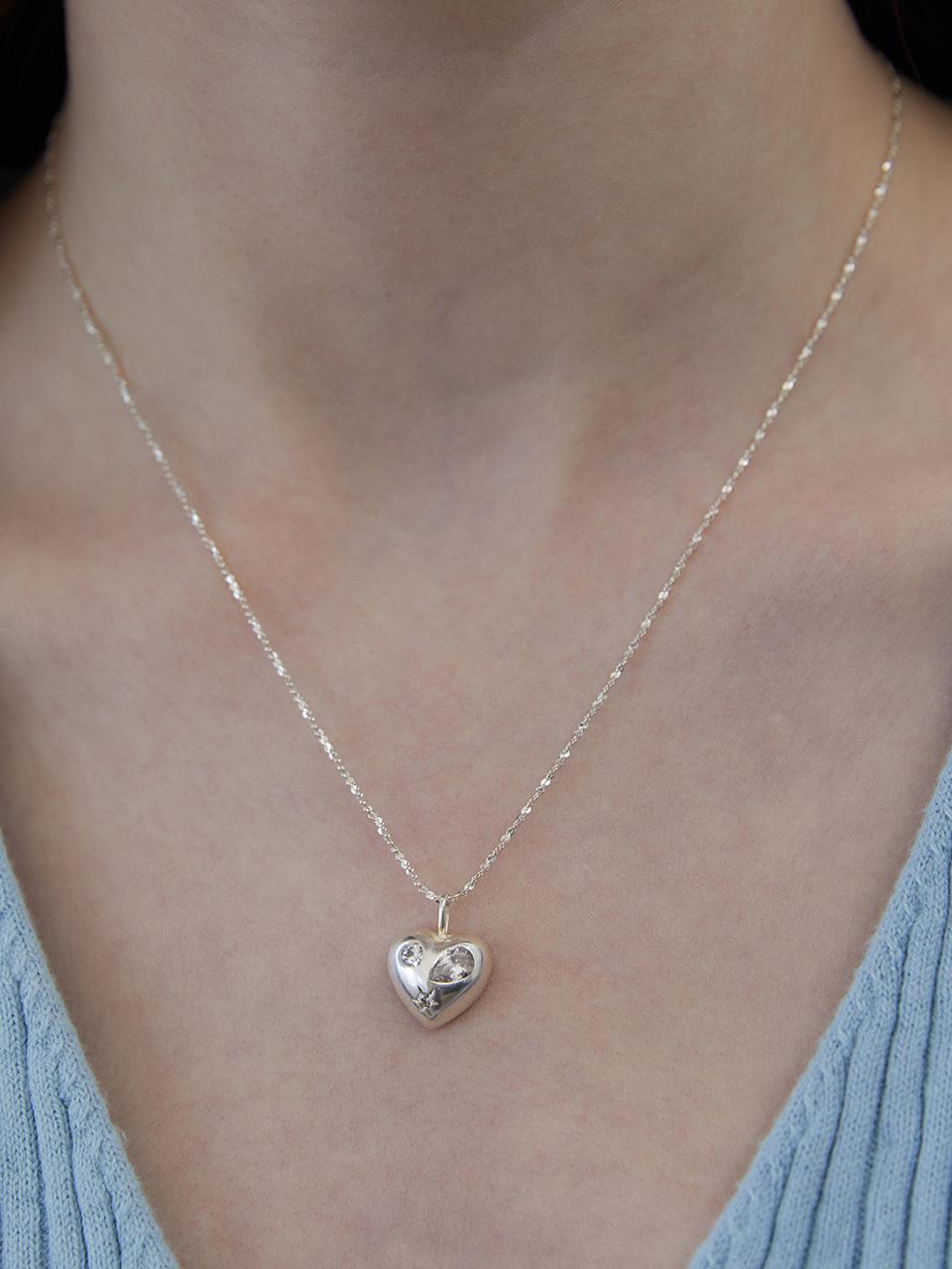 (실버925) 위티 큐빅 하트 목걸이 NZ2090
