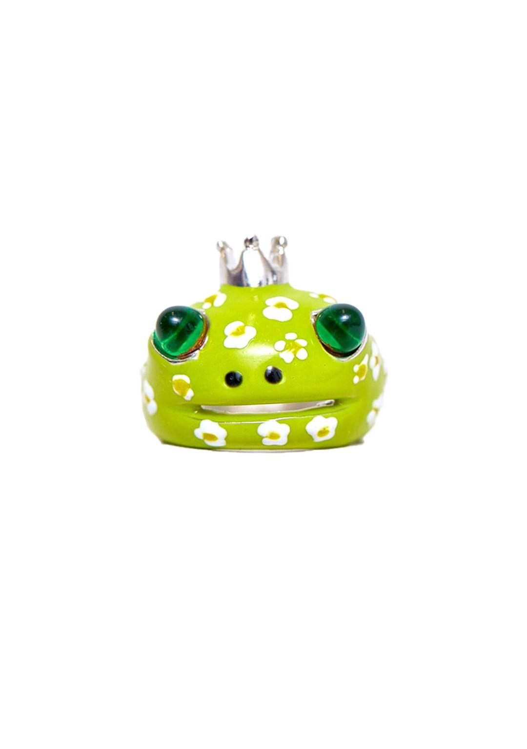 LIME FLOWERS FROG PRINCE RING - 6