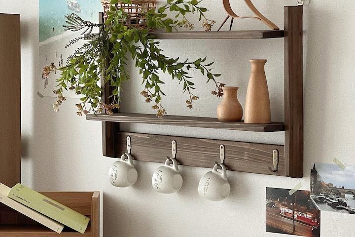 보헤츠 원목 2단 벽선반 앤틱 600