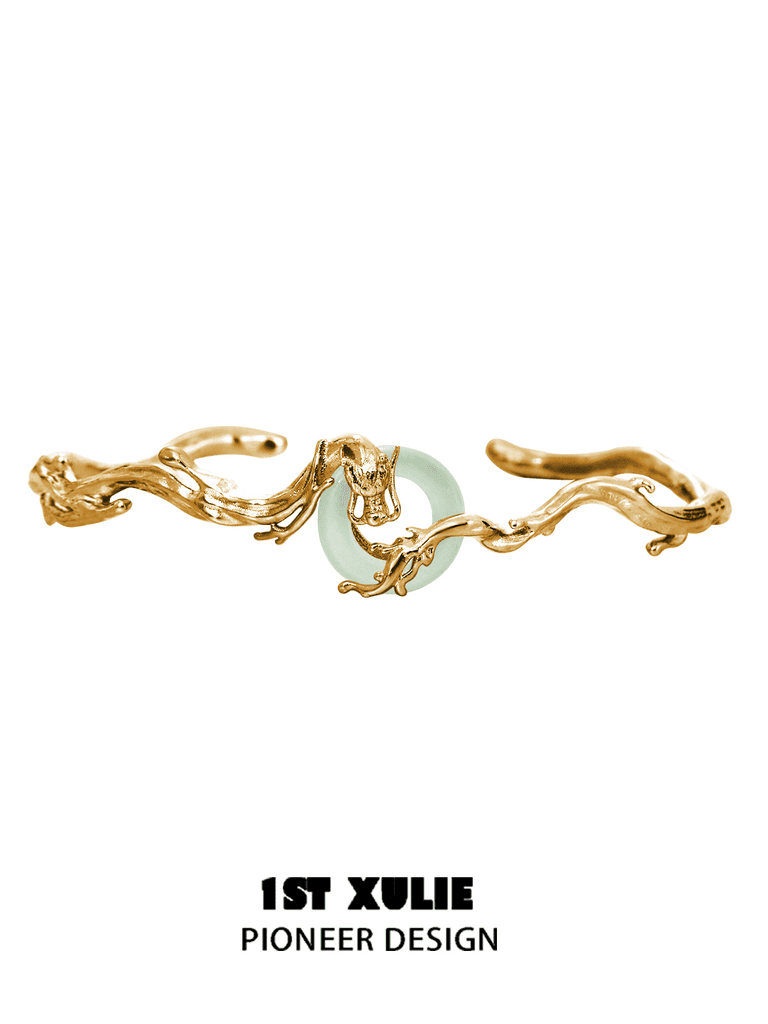 Loong 24K Gold Plated Quartz Jade Open End Bracelet™