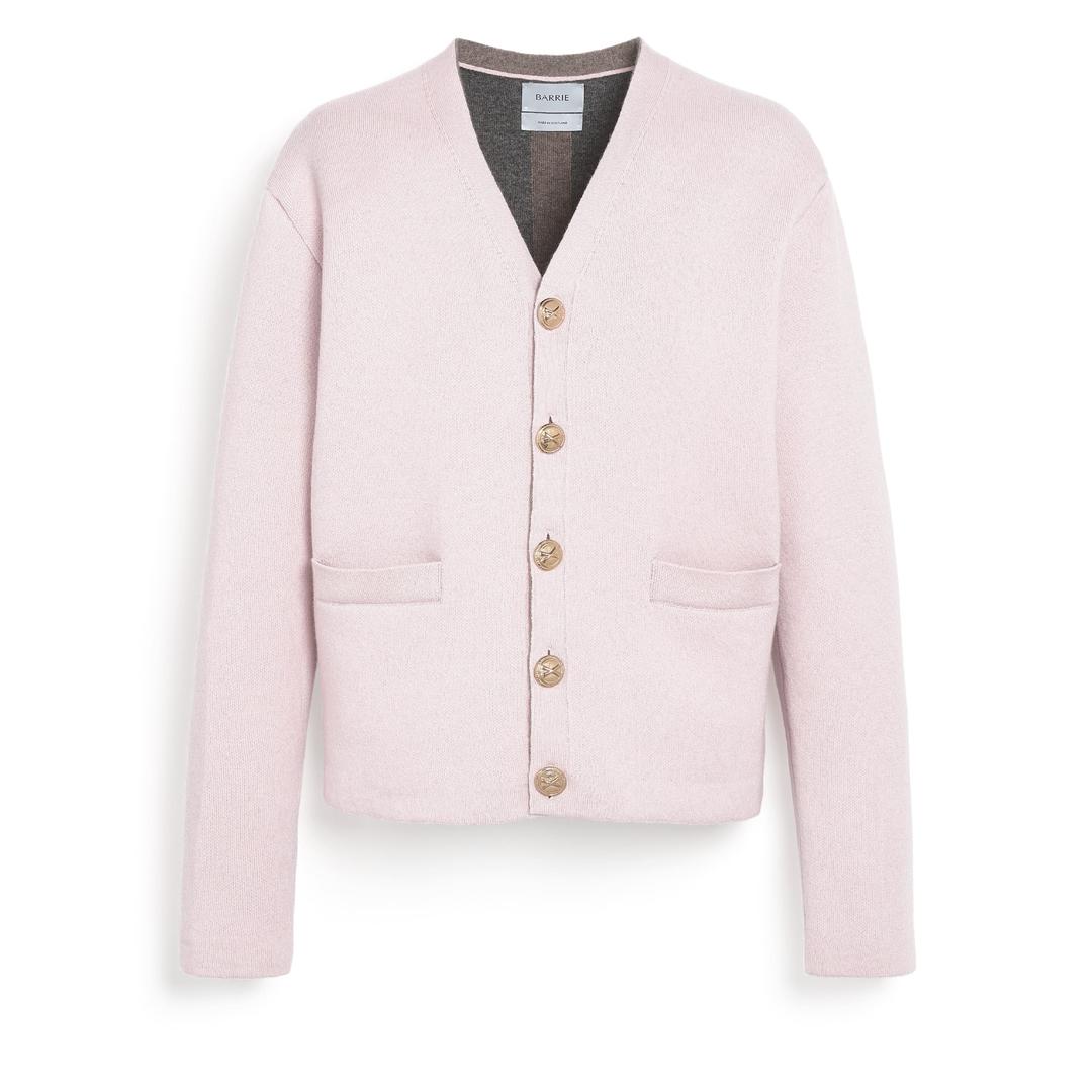 V-neck cardigan in cashmere and wool - pink / S