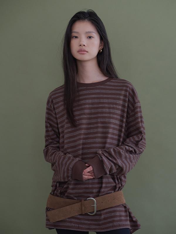 [ESSENTIAL] STRIPED LOGO T (COCOA BROWN)