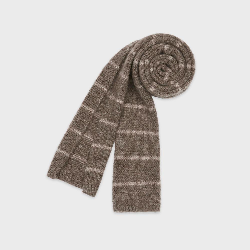 Baby Alpaca Stripe Muffler (Beige)