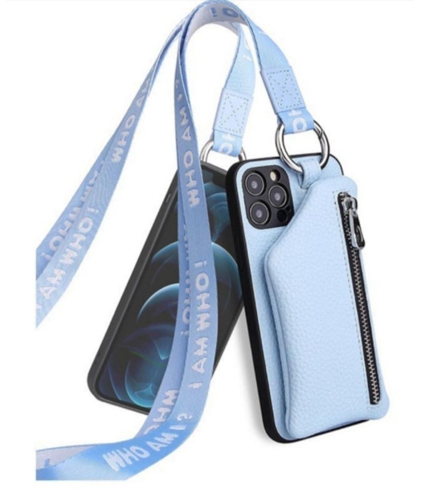 아이폰14프로 가죽 카드지갑 주머니 목걸이 여행용 탈부착 케이스