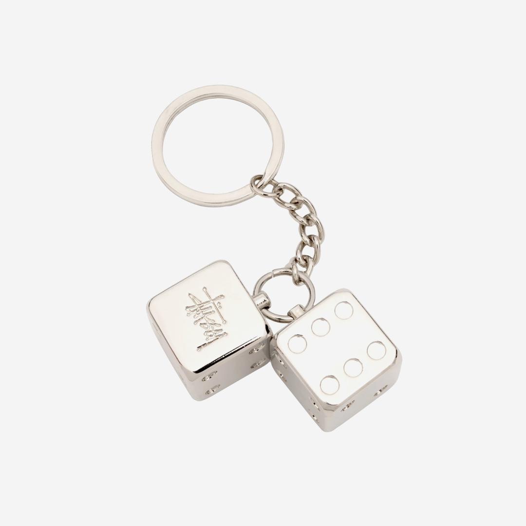 Stussy Metal Dice Keychain Silver